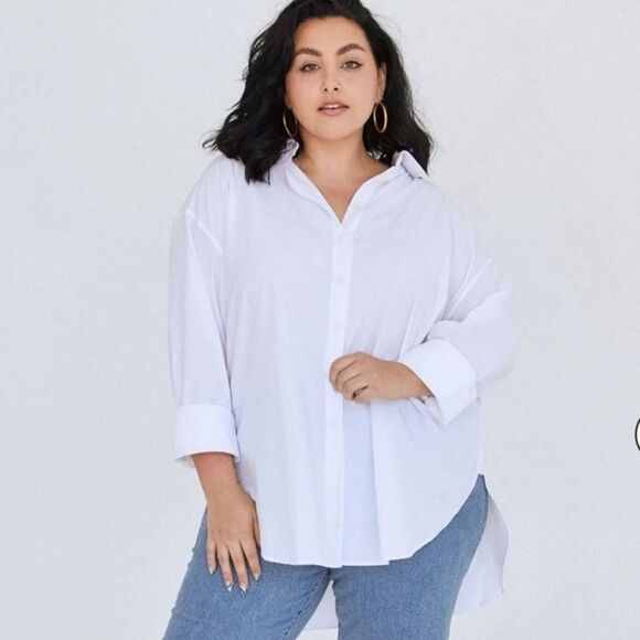 For Days Organic Poplin Oversized Button Down White - Picture 1 of 6